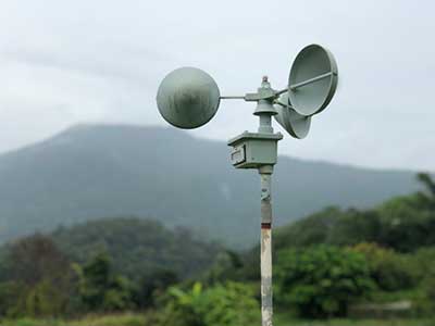 A three-cup type anemometer