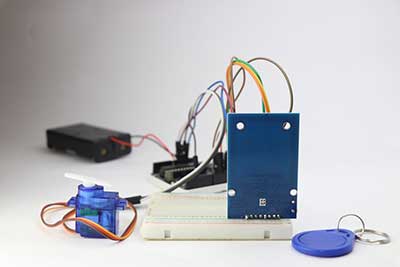 An RFID electronic door lock project with a servo motor connected