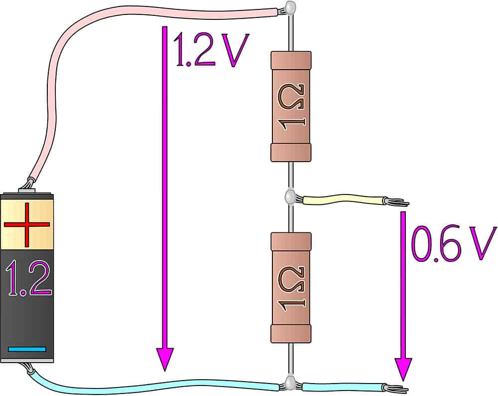 A resistive voltage divider circuit