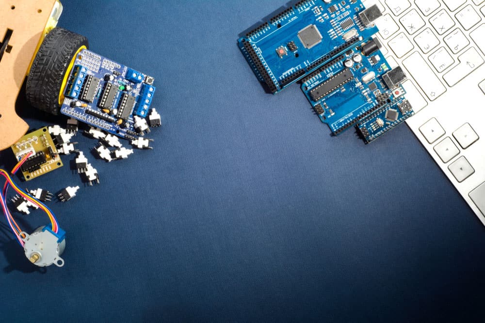 An Arduino board in a robotics project. 