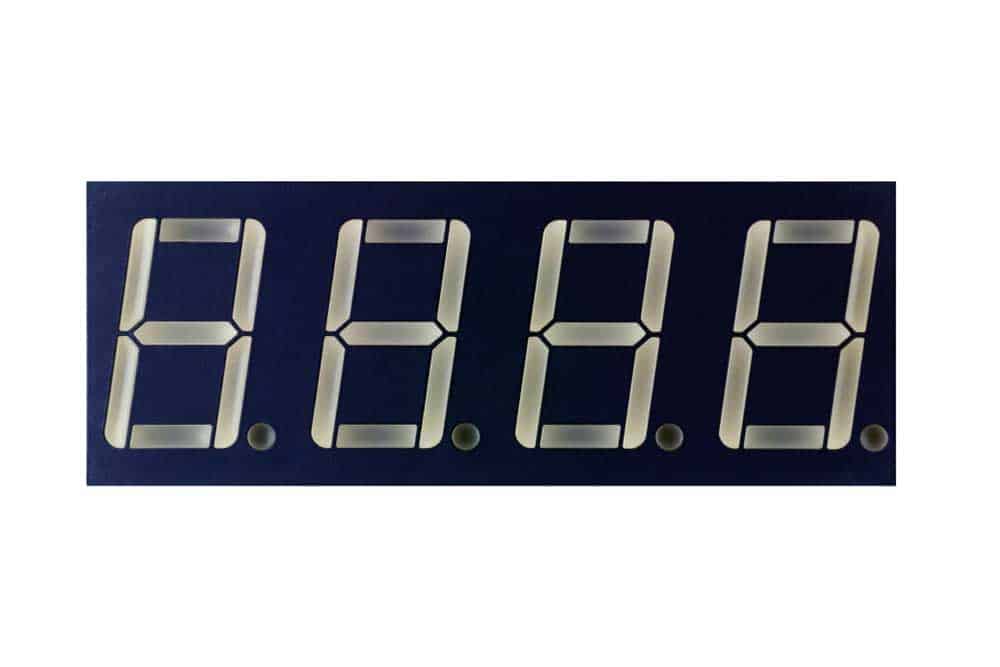 A four-digit, seven-segment display