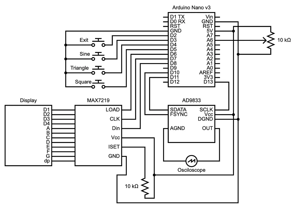 An advanced Arduino waveform generator circuit diagram 