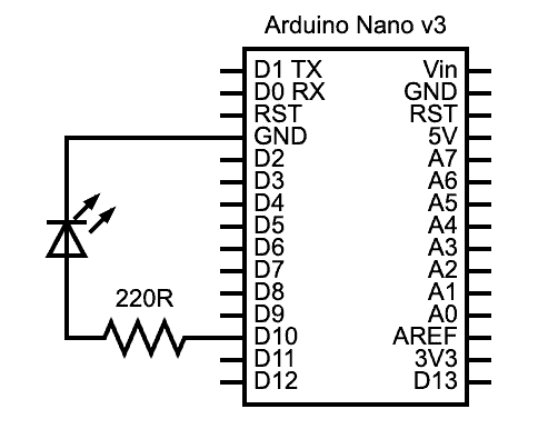 An Arduino PWM LED brightness control project circuit diagram